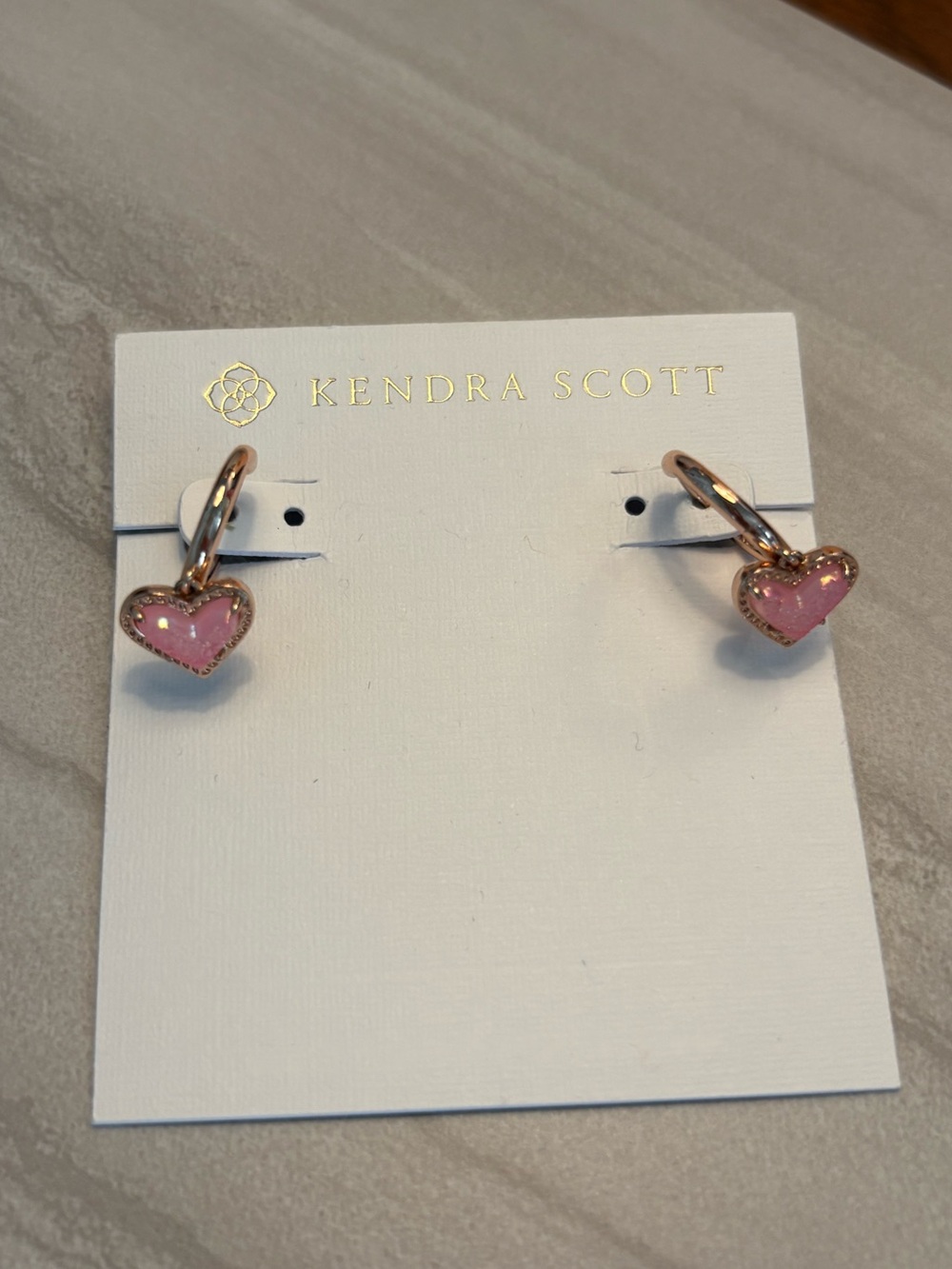 Kendra Scott Ari Pink Drusy Heart huggie Earrings